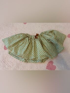 Green Patterned Tiered Cotton Skirt